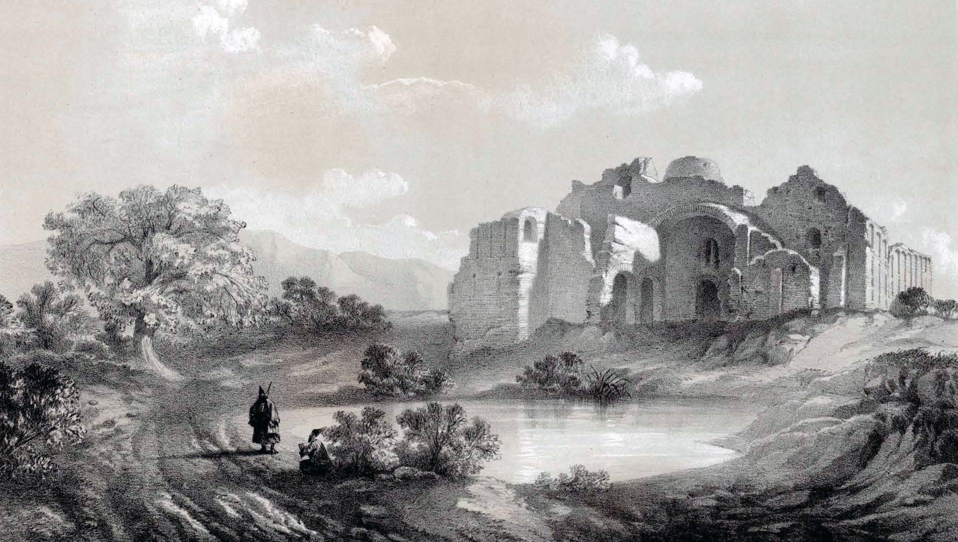 کاخ اردشیر اثر اوژن فلاندن میلادی1840